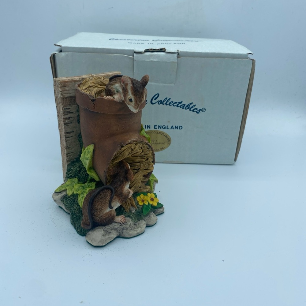 Chesterton Collectables Mice in Drain Made In England #4914 Figurine w/ Box 4”